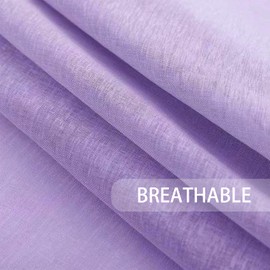 Lilac Sheer Curtains 63 inches Long Girls Room Living Room Curtain Sheers Basement 2 Panels Voile Linen Textured Transparent Nursery Bedroom Drapes Rod Pocket Kitchen Window Treatment Set
