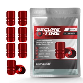 Performore 8 pcs Tire Valve Caps Heavy-Duty Stem Covers Universal Car Wheel Tire Valve Stem Caps Dust Cover for Cars, SUVs, Bikes, Bicycles, and Motorcycles (Red)