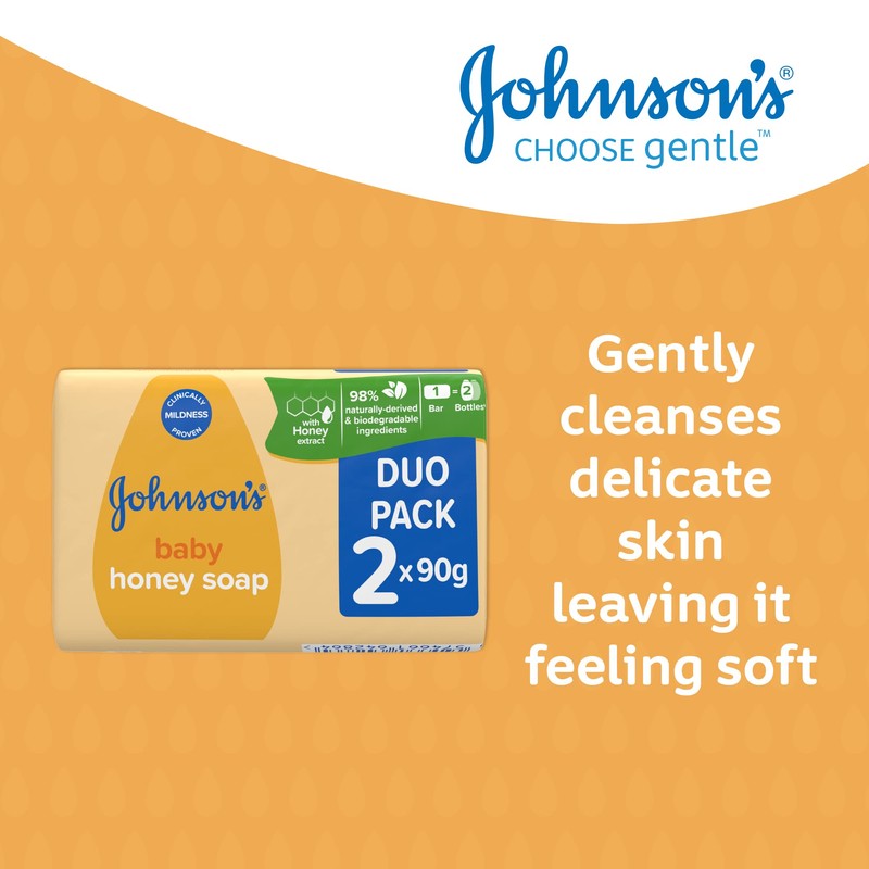 Johnson's Baby Honey soap Duo Pack 2 x 90g, Yellow
