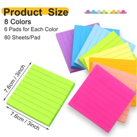 64 Pack 3840 Sheets Pop Up Sticky Notes Lined 3x3 inch Self-Stick Notes Pads Post Lined Sticky Note Pads Accordion Pop Up Notes Refill for Dispenser Home Office School, 80 Sheets/pad (Bright Color)