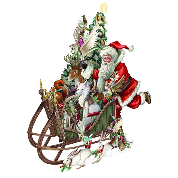 Paper D'Art Santa's Sleigh 3D Pop-Up Christmas Card with Large