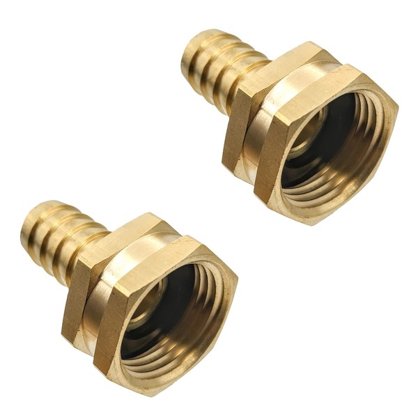 GRIDTECH Brass Garden Hose Adapter Swivel Fitting, 5/8” Barb and
