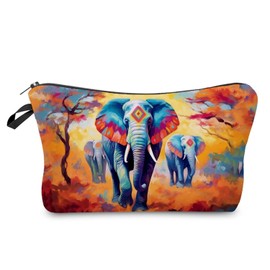 Livel lhood Ethnic Elephant Makeup Bag Cute Small Organizer Zipper Pouch Ethnic Elephant Cosmetic Bag Birthday Present for Elephants Lovers Women Friends-5, hzj0775