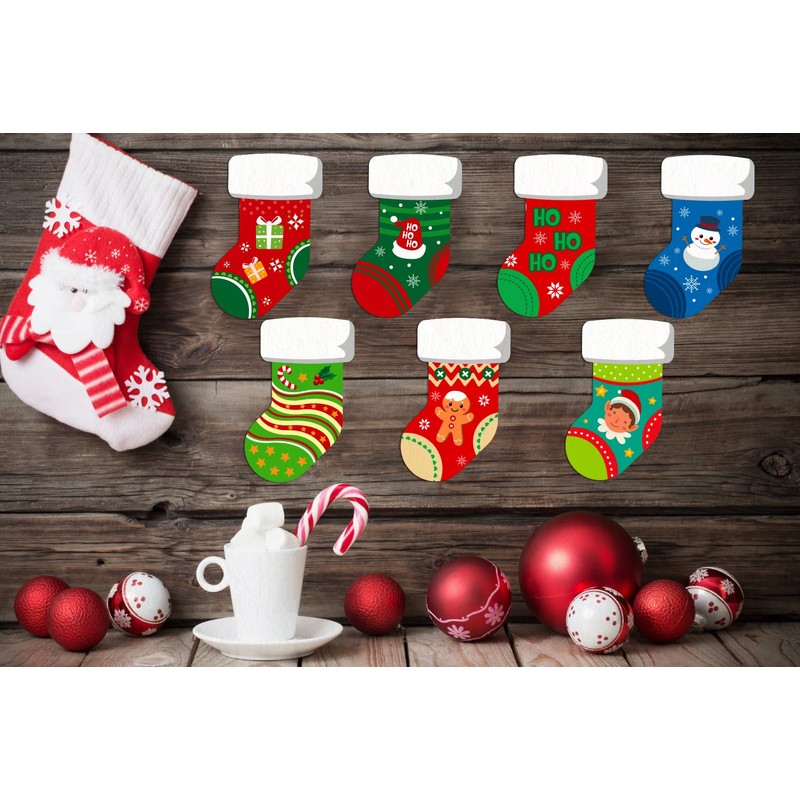 SICOHOME Christmas Cut-Outs for Classroom 4"x6" Assorted Xmas Stocking Cut-Outs