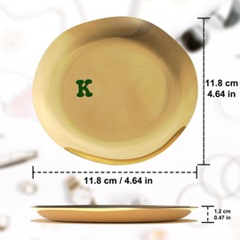 Kviceo Jewelry Tray Ring Dish, Stainless Steel Organizer in Gold-Tone Finish - Modern Holder for Earrings Keys, Wedding Shower & Engagement Gifts for Her, 4.64" (K)