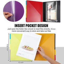 Yeaqee 6 Pack 10 Pocket Project Organizer Binder Folders Spiral Project Folder Organizer Dividers Pocket Organizer, Writable Tabs, Plastic Folders with Pockets for School Office