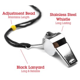 Crown Sporting Goods SCOA-001 Stainless Steel Whistle with Lanyard – Great for Coaches, Referees, and Officials by