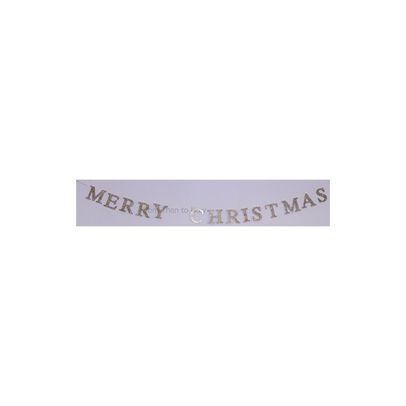 Gisela Graham Gold Glitter Merry Christmas Wooden Garland