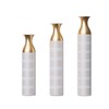 Benicabaly Set of 3 Decorative Metal Vases, Glamorous White Geometric