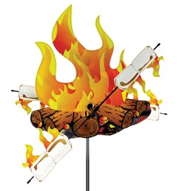 Whirligig Spinner Campfire 20" – Cozy Outdoor-Themed Design, Weather-Resistant Outdoor Decor, Durable & Lightweight for Patios, Yards, and Gardens - Eye-Catching Wind Spinner