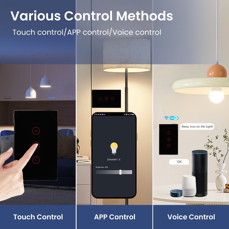 LOUYSGEN Smart Dimmer Switch Need Neutral Wire No Hub Required,2.4GHz