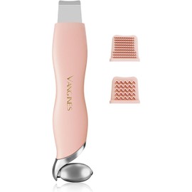 Blackhead Scraper Tool & Skin Scrubber Face Spatula for Blackhead Removal, Pore Cleaning, with Cooling Ice Roller & 2 Silicone Brush Heads (Dusty Rose)