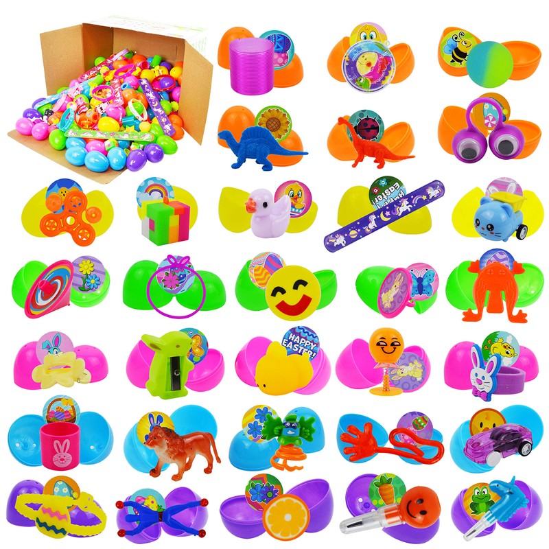 JOYIN 200 PCS Easter Prefilled Eggs with Assorted Toys for