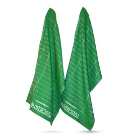 40YARDS American Football Tea Towels (Pack of 2) in Pitch Design - 100% Cotton, Size: 65 x 40 cm, 200 g/m²