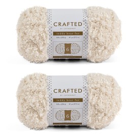 Crafted By Catherine Teddy Bear Faux Fur Yarn - 2 Pack (41 Yards Each Skein), White, Gauge 6 Super Bulky