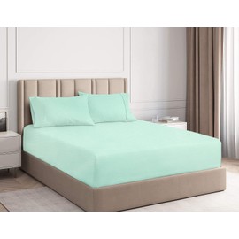 Ramesses 2000 Thread Count Cooling Bamboo Fitted Sheet Combo Set, King Single, Aqua
