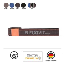 FLEXVIT Resist Fitness Band Dark Grey (Strong) Fitness Bands for Effective Full Body Workout, HIT, Coordination, Stabilisation and Bounce, 4 Strengths, Beginners and Professionals, Washable