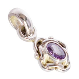 Ravishing Impressions 925 Silber Amethyst Edelstein Anhänger Halskette - Spiritueller Schutz & Klarheit Kristall Schmuck für Frauen - Handgefertigter Anhänger mit Kette, 7x5, Edelstein Sterling Silber