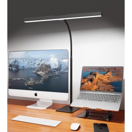 LED Desk Lamp for Home Office with Base, Eye-Caring Architect Task Light with Adjustable Gooseneck 12W USB Adapter Touch Control 5 Dimmable Brightness & Color Tall Lamp for Work,Reading,Craft