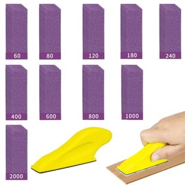 Micro Detail SandeMicro Detail Sander Paper Sanding Block Kit, 3.6 x 1.1 Inch Mini Sander for Small Projects, 100 Pieces Sandpaper 60-2000 Grit (Purple)
