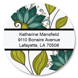 Unique Lotus Round Return Address Labels - Set of 144 1-1/2" diameter Self-Adhesive, Flat-Sheet labels