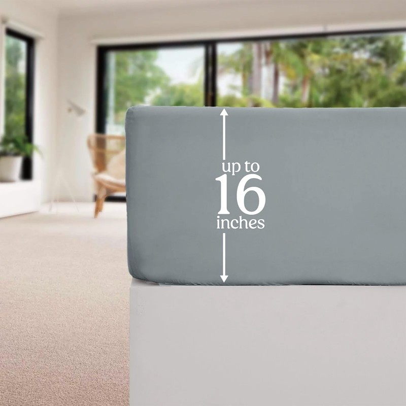 EV DEKOR Extra Deep Fitted Sheet Super King, Grey -