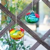 Pack 2 Blown Glass Hummingbird Feeders for Outdoors 3inch Small