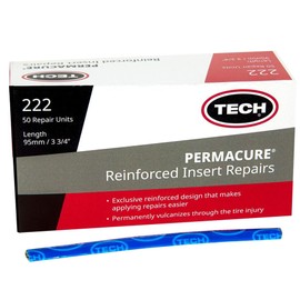 TECH Permacure Inserts – Reinforced Natural Rubber Compatible with Vulcanizing Fluid, Tubeless Sealant, Flat Repair Kits, 3-3/4" (95mm), Blue (Box of 50) for Emergency Puncture Fixes and Patch Kits