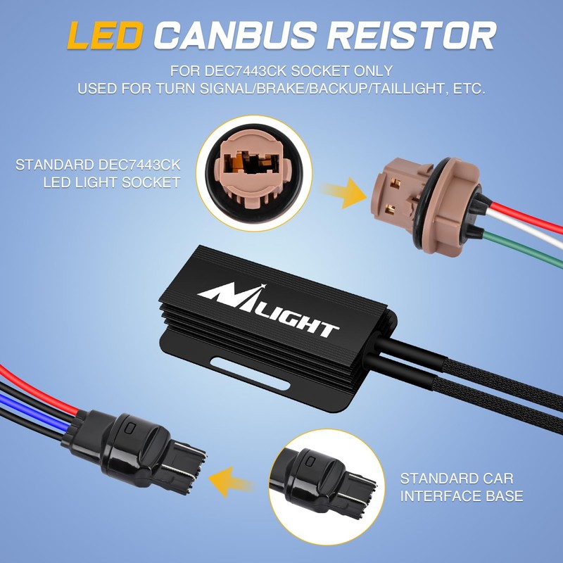 Nilight 7443 CK LED CANbus Decoder Turn Signal Anti-Flicker Resistor