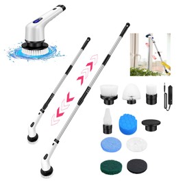 HSHa Electric Spin Scrubber 2 Speed, Cordless Shower Cleaning Brush with Extension Long Handle, Battery Powered Shower Scrubber for Bathroom Tile Floor, EMD