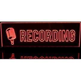 ValleyDesignsND Recording Home Music Room Studio Court with Mic Ceiling, Desk, or Flat to The Wall Mount Acrylic Lighted Edge Lit Sign 11-21" 15-30 Led 9 Foot Cord 11123 Made in The USA