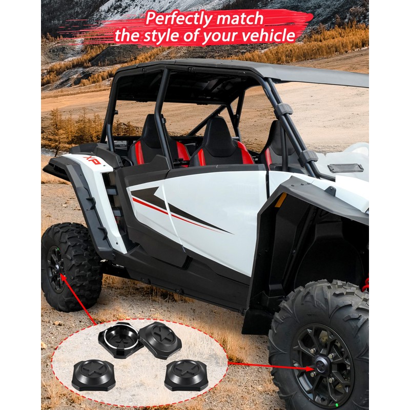 SAUTVS Black Wheel Hub Caps for Polaris RZR XP 1000/XP
