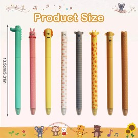 8PCS Erasable Pens Set, 8 Kinds Animal Pens Rub Out Pens Cute Stuff, 0.5mm Cute Pens Writing Pens for Kids, Kawaii Stationery Children's Day Gifts First Day of School Gift