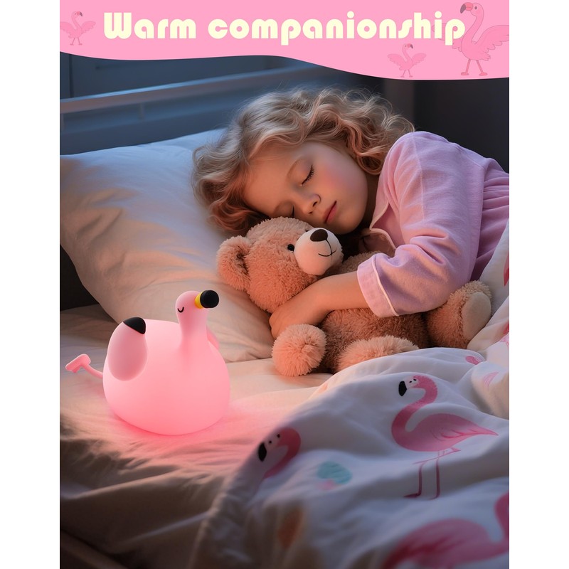 YISUN Flamingo Night Light for Kids, Soft Silicone Nursery Night