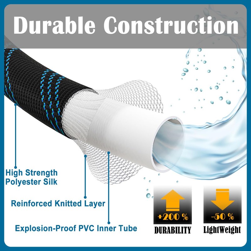 Garden Hose 150ft, Non-Expandable Lightweight & Flexible Water Hose, with