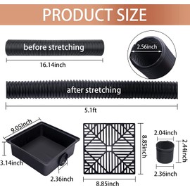 Catch Basin Drain Kit,Downspout Extension Kit,Gutter Downspout Extensions Set Flexible Hose Extension,Rain Spout Extender for Cement Floor and Lawn