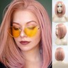 Pink Bob Synthetic Lace Front Wigs Narutal Straight Dark Roots