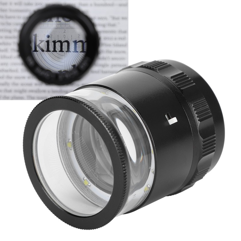 8LED 10X Magnifier Loupe with Scale High Definition Adjustable Magnifying