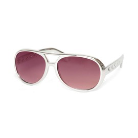 Gravity Shades Rock N Roll King Style Sunglasses Burning Love, Silver Red Lens