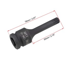 TOP-VIGOR Impact Triple Square Bit Socket, 1/2" Drive x M11 (11mm) Key Socket, Premium CR-MO Steel Bits, 78mm Length Bit for Torque Wrench, Ratchet Wrench