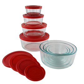 Pyrex Simply Store (8-Pack) Glass Food Storage Containers Set, (1, 2, 4 & 7 Cup) Meal Prep Containers With BPA-Free Lids, Dishwasher & Microwave Safe