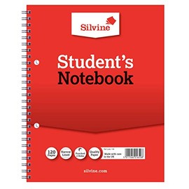 Silvine 9x7 Twin Wire Student's Notebook. 120 Pages Ruled 6mm Feint