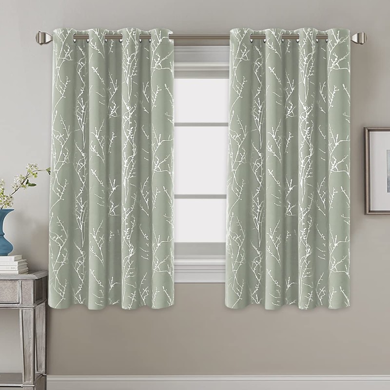 H.VERSAILTEX Blackout Curtains for Bedroom Foil Print Twig Tree Branch