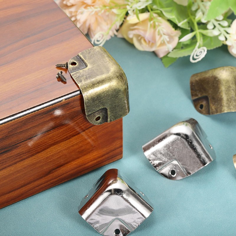 sourcing map 4 Pcs Decorative Box Corner Cover, 37mm Metal