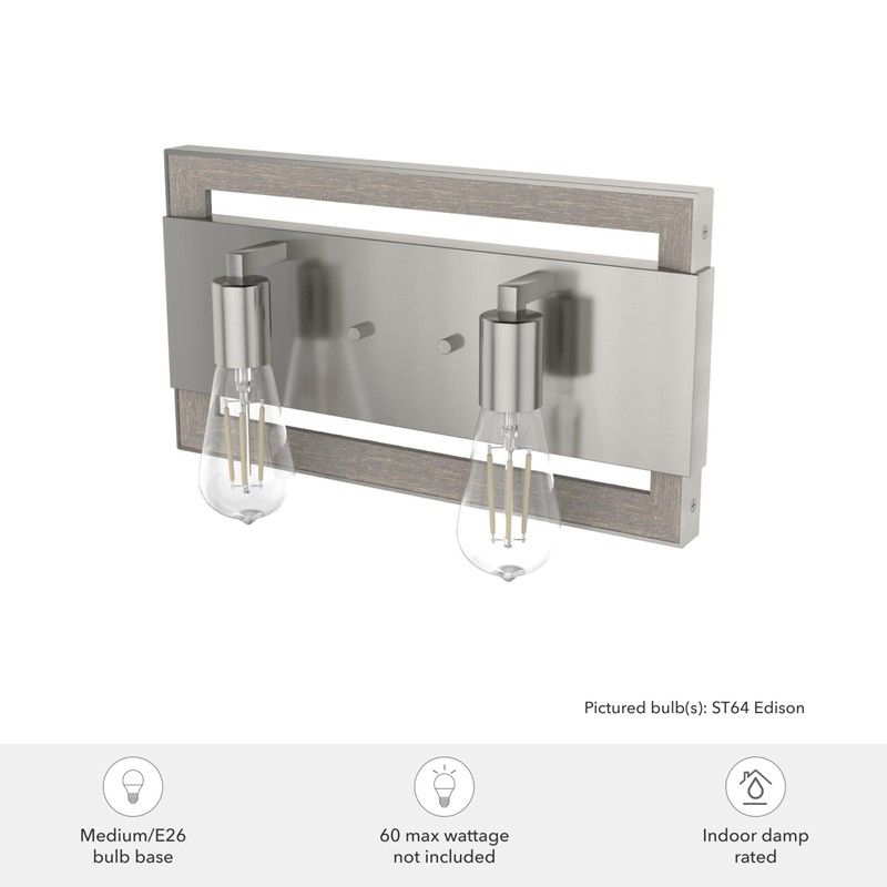 Hunter Fan Company 19861 Woodburn Vanity Lighting, Brushed Nickel