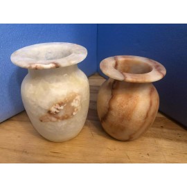 Museum Replica Egyptian Hand Carved Alabaster Set of Two 3 x 4 & 3 x 5 inches