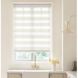 SHECUTE Zebra Blinds for Windows, 26W x 72L(Support Custom Size), Linen Dual Layer Zebra Window Shades, Light Filtering Room Darkening Day & Night Window Blinds for Home, Bedroom, Living Room, Doors