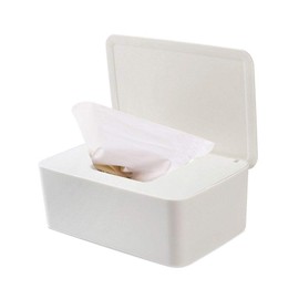 Whiidoom Diaper Wipes Dispenser Wipes Holder, Wipes Tissue Case Keeps Wipes Fresh Tissue Wipes Container with Lid (White)