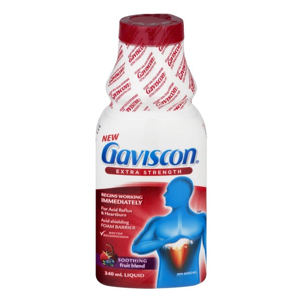 Gaviscon Gaviscon Extra Strength Liquid Fruit | Long-Lasting Acid Reflux and Heartburn Relief | 340ml 1 Count