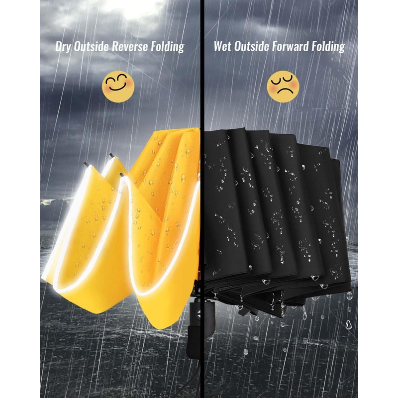 Chakipee Compact Folding Umbrella - Automatic Windproof Green Folds Inwards